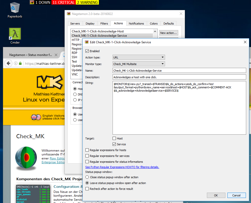 context menu actions settings action